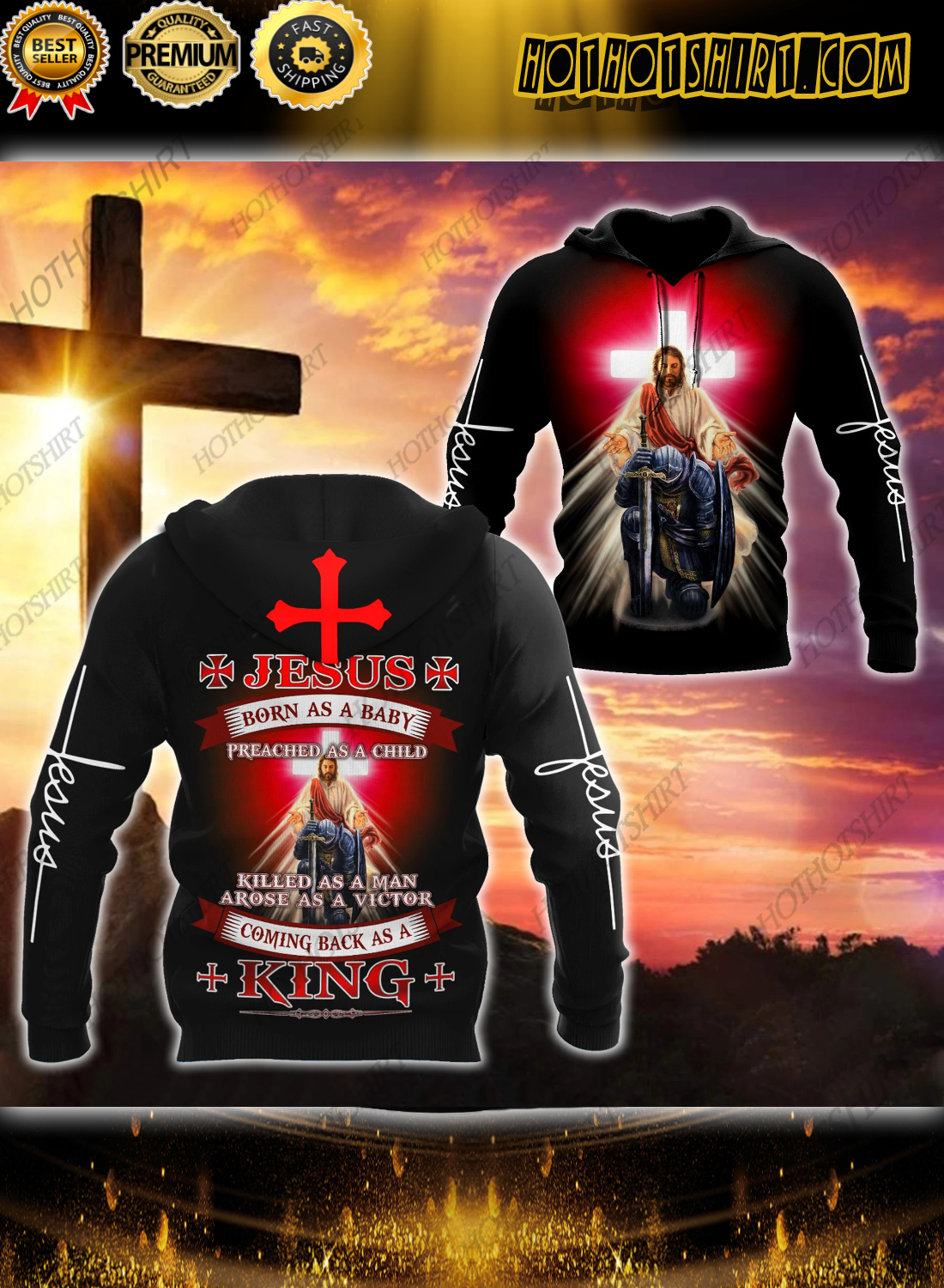 Easter Jesus born as a baby coming back as a king 3d all over printed hoodie