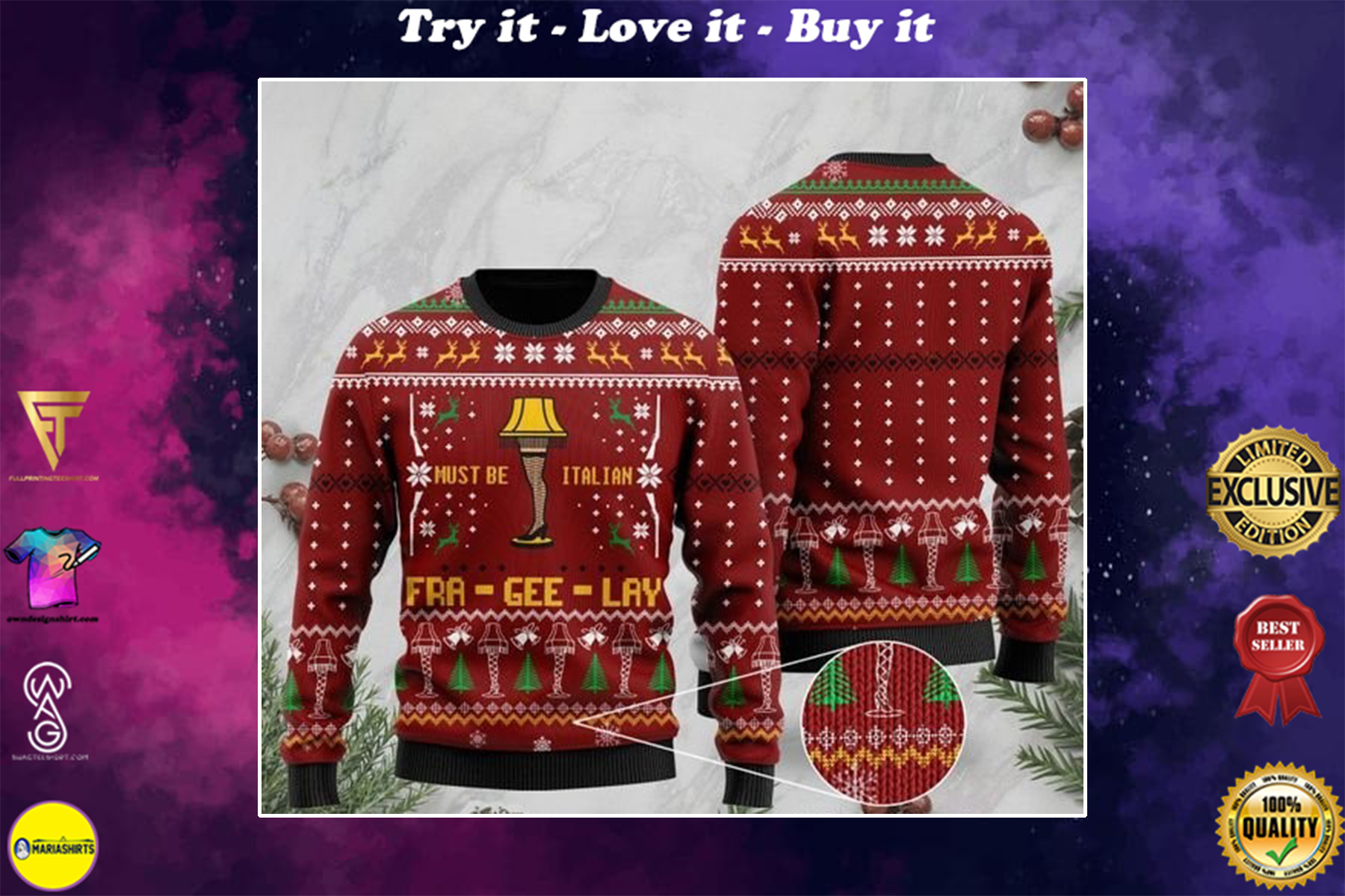 [highest selling] christmas must be italian fra-gee-lay full printing ugly sweater – maria