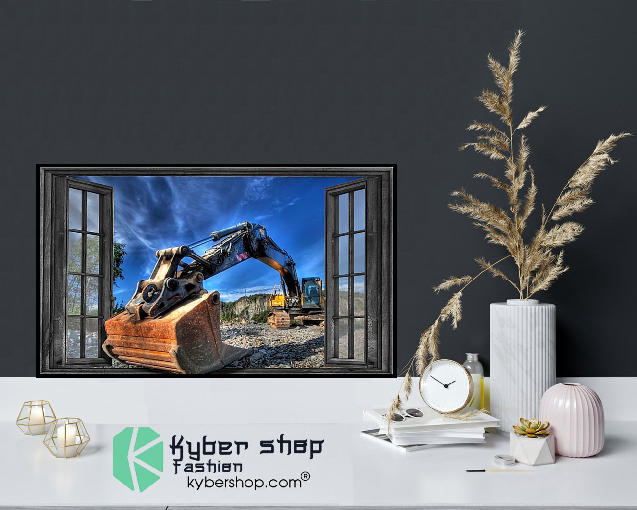 Excavator poster by the window9