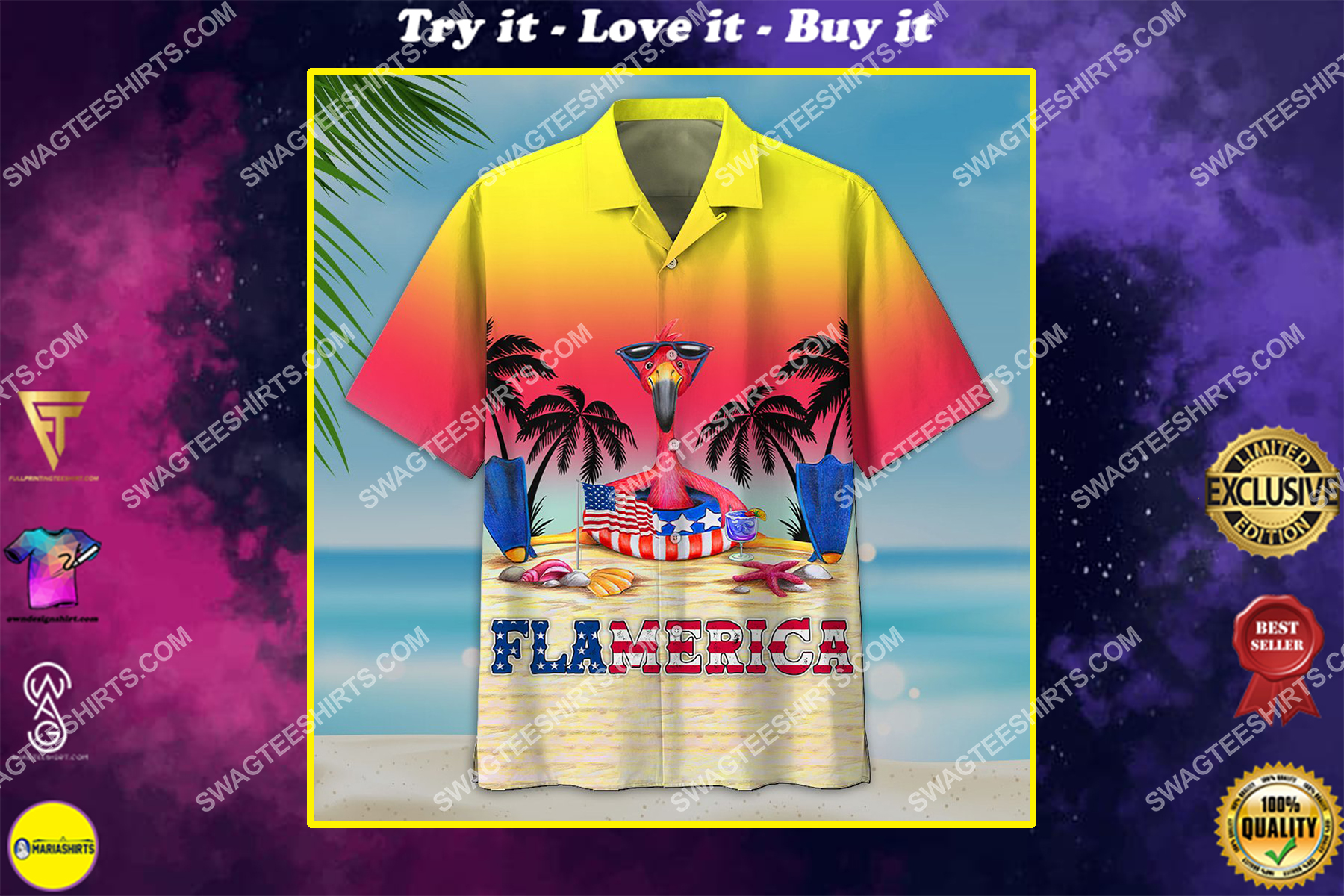 [highest selling] summer flamerica flamingo all over print hawaiian shirt – maria