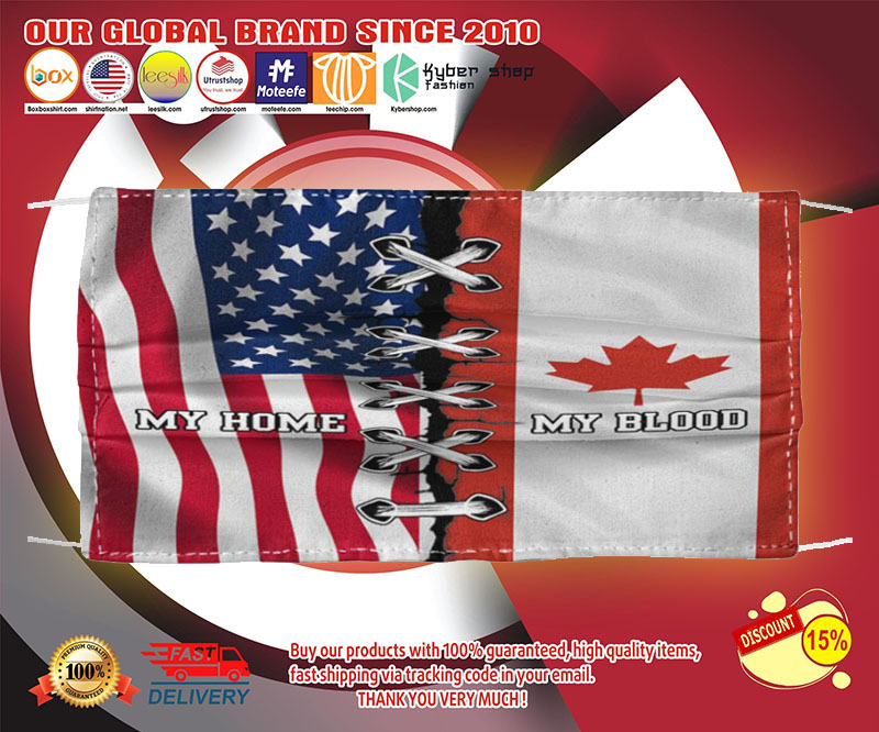 American flag my home my blood canada face mask 3