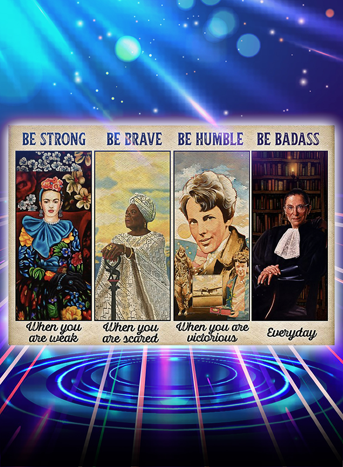 Feminist Frida Kahlo RBG be strong be brave be humble be badass poster - A2