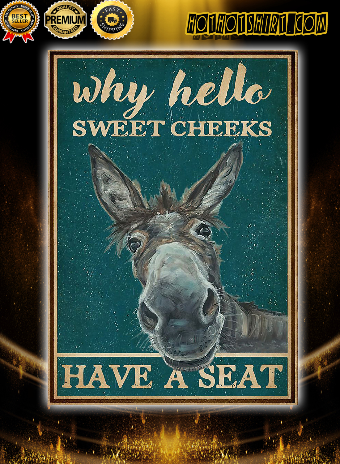 Funny retro donkey bathroom poster 3
