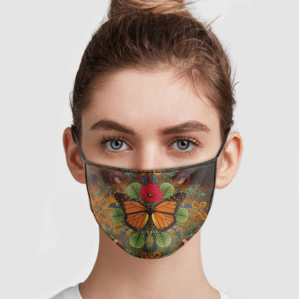Butterfly and flower vintage anti pollution face mask - maria