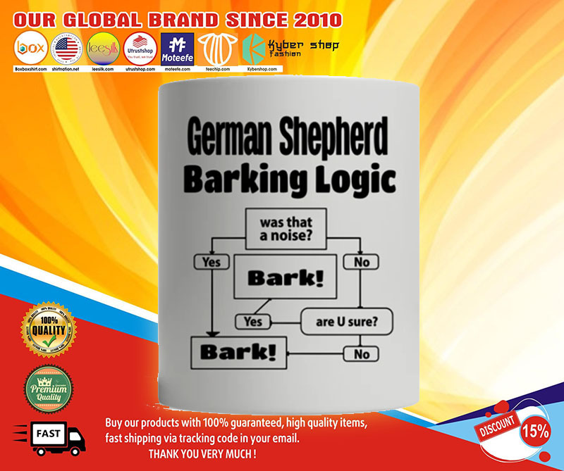 German shepherd barking logic mug