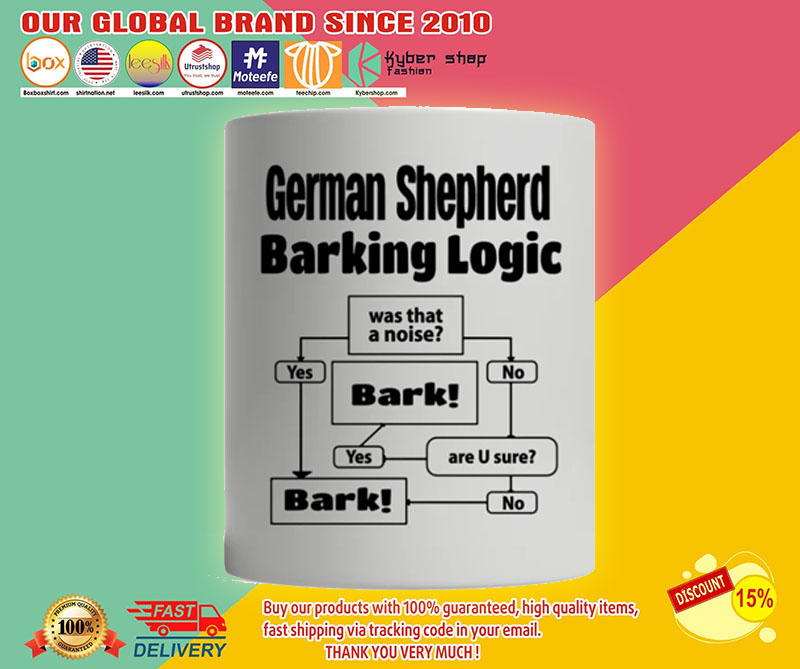 German shepherd barking logic mug3