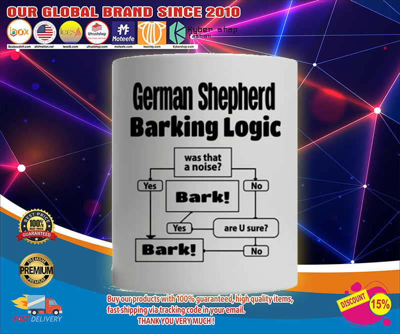 German shepherd barking logic mug4