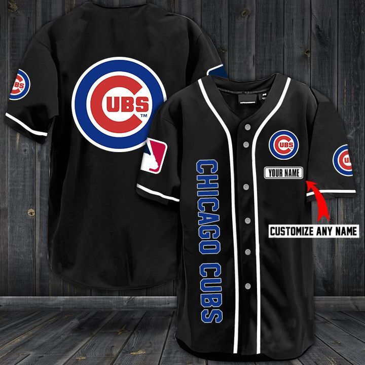 Chicago cubs custom name baseball shirt black