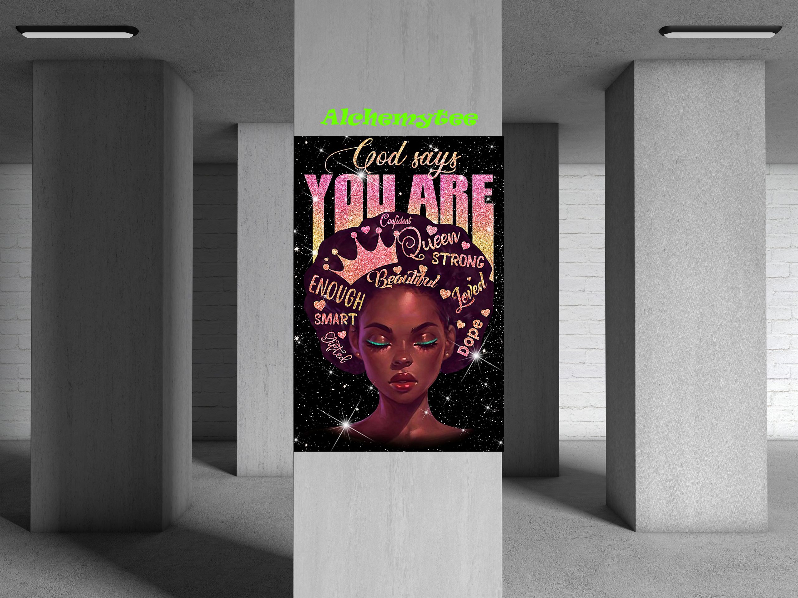 Gliter Black queen god says you are confident poster 2