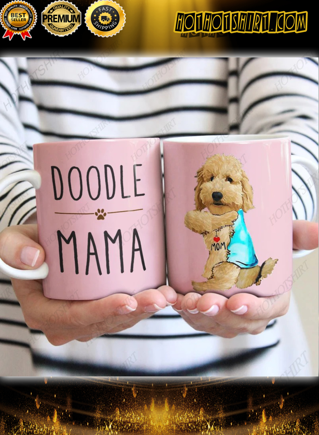 Goldendoodle dog i love mom mug 2