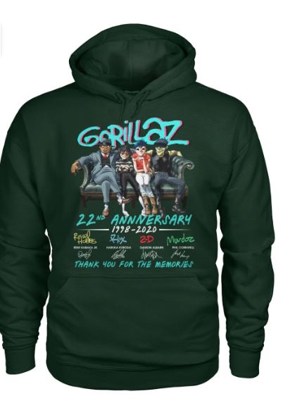 Gorillaz 22nd anniversary 1998-2020 signature hoodie