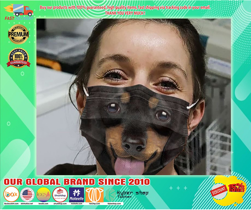 Happy dachshund face all over printed face mask – LIMITED EDITION