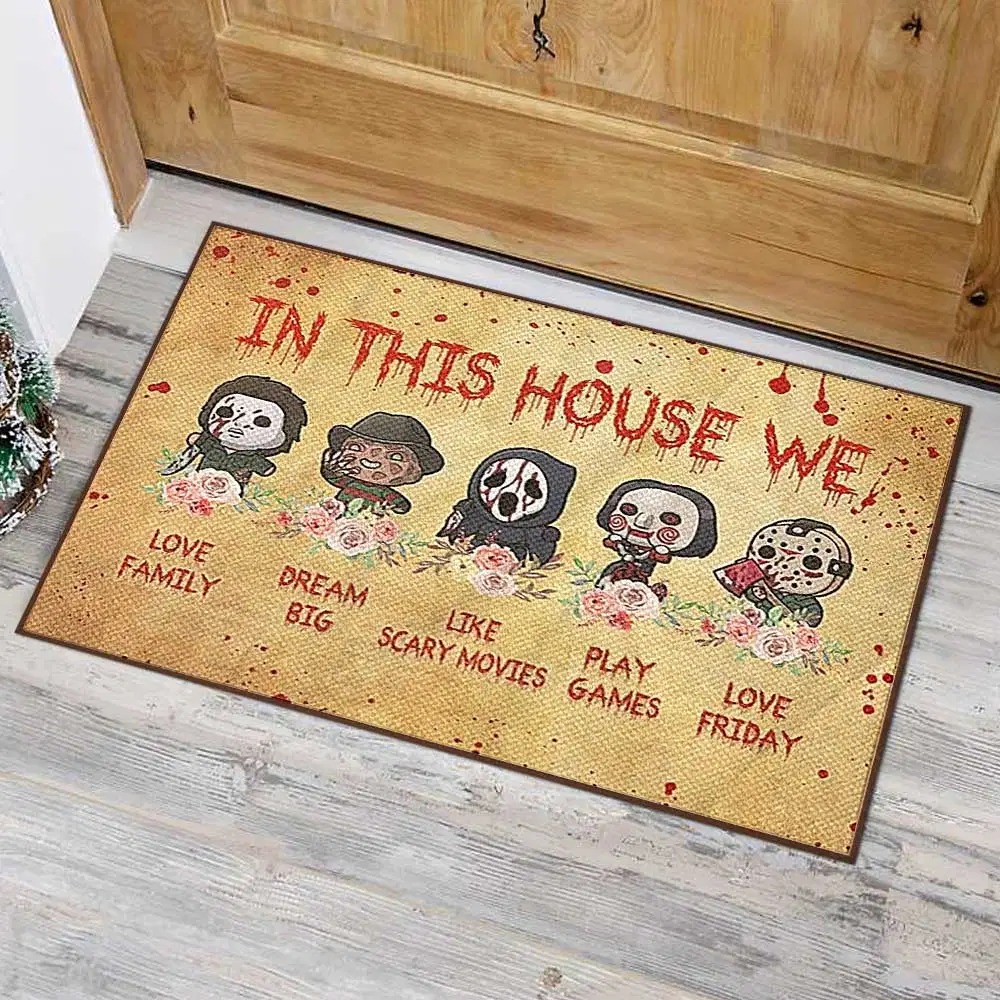 Horror Movies In This House We Love Family Doormat 1