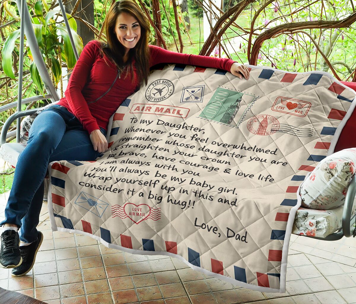Letter air mail to my daughter love dad quilt king