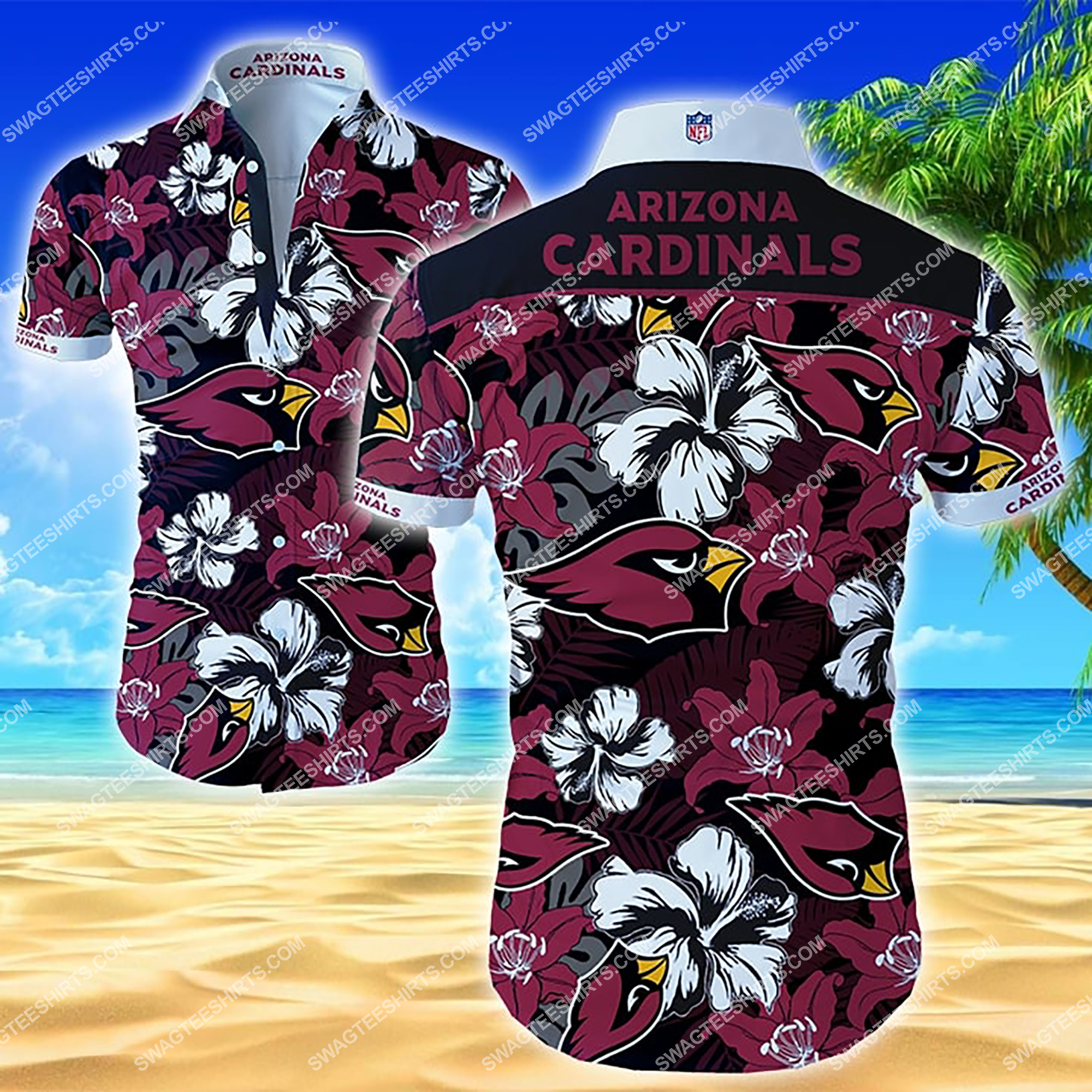 tropical flower arizona cardinals team summer hawaiian shirt 2