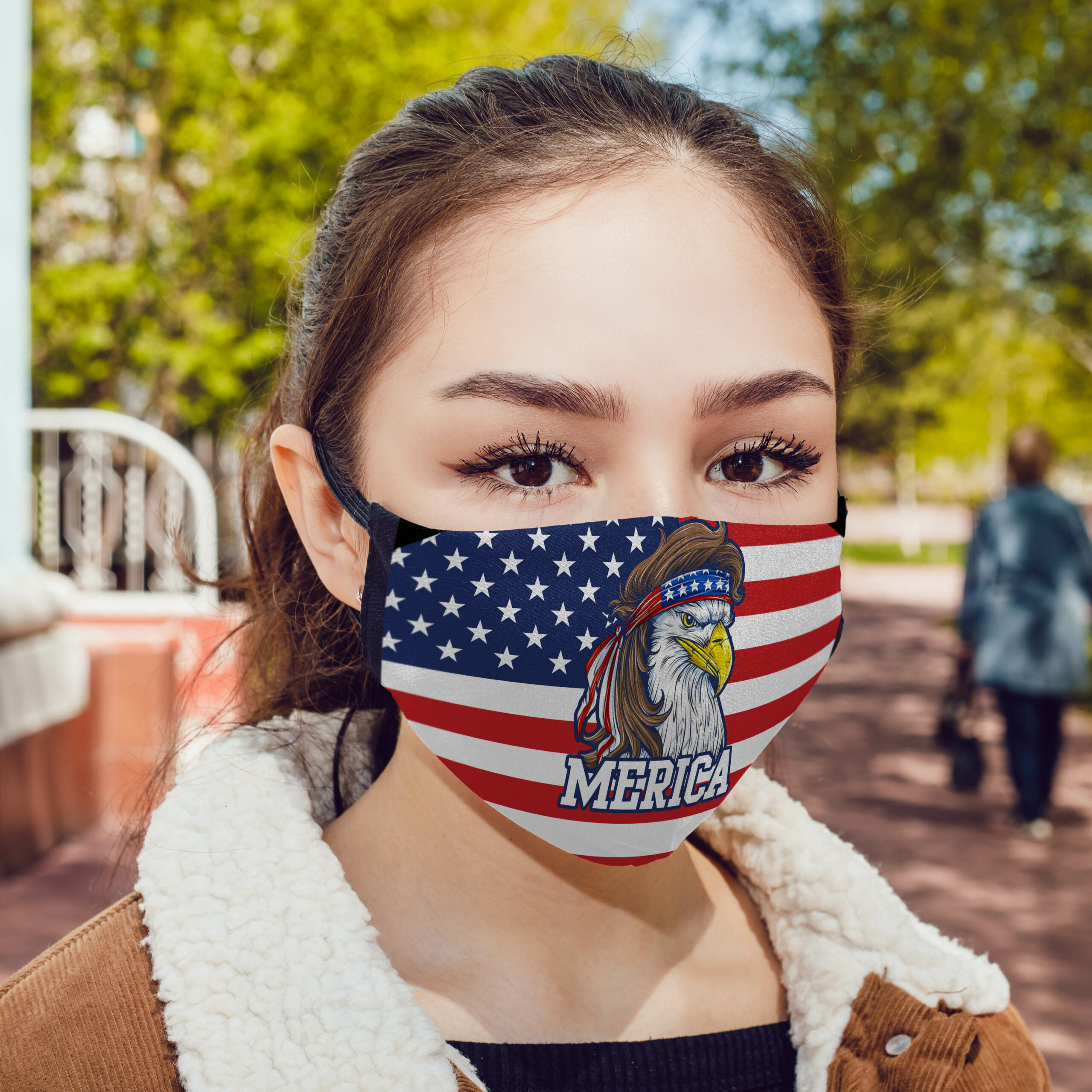 Mullet merica america flag anti pollution face mask - maria