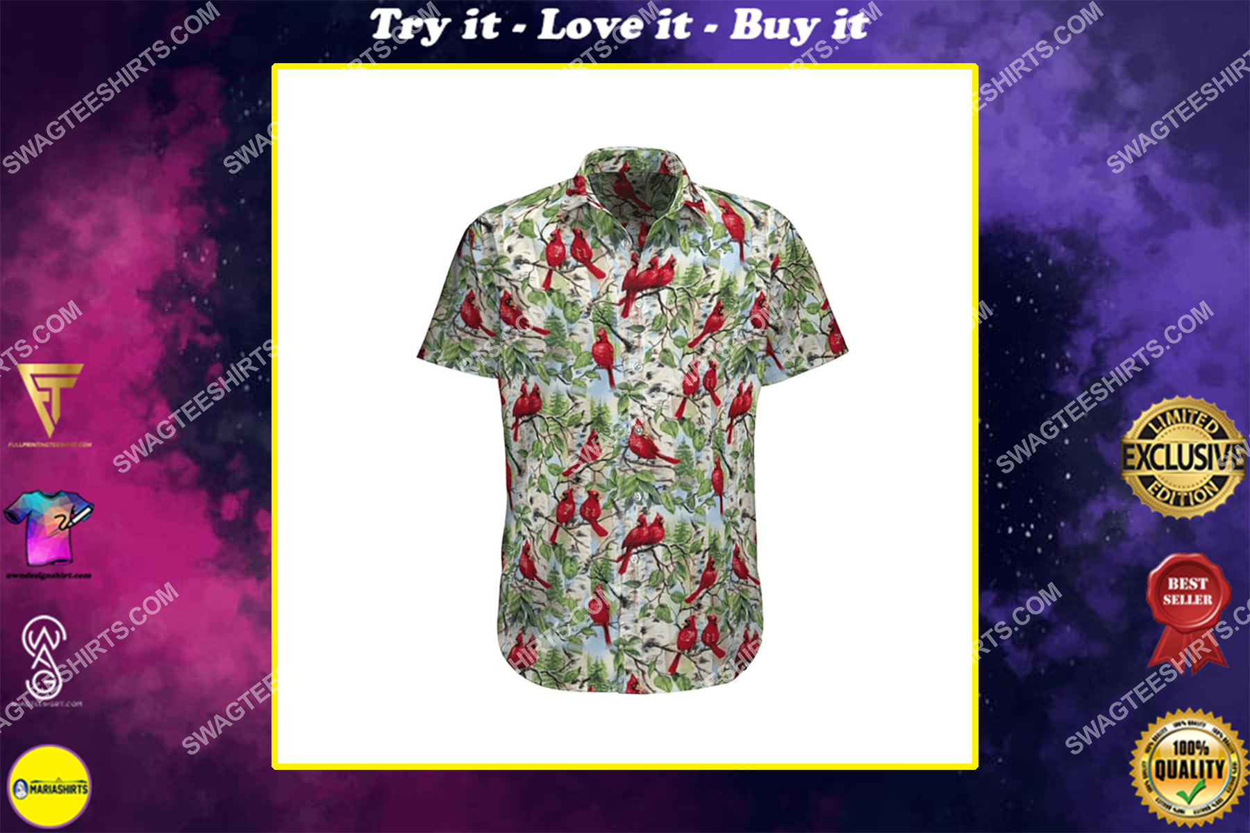[highest selling] the cardinal bird all over print hawaiian shirt – maria