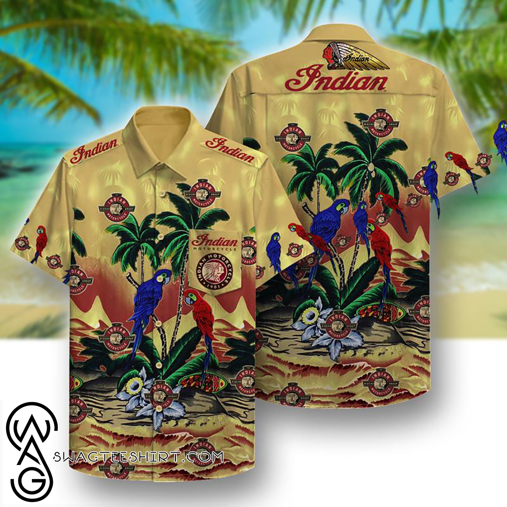 tropical indian motorcycle parrot pattern hawaiian shirt - maria 1