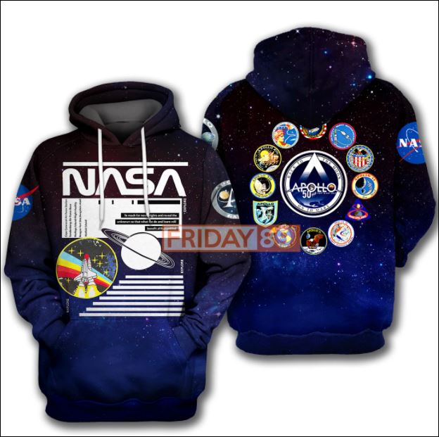 National space Apollo 3D all over printed hoodie - dnstyles
