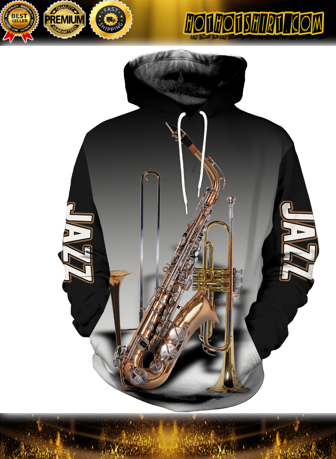 Jazz Musical Instruments 3D All Over Printed Hoodie And Shirts