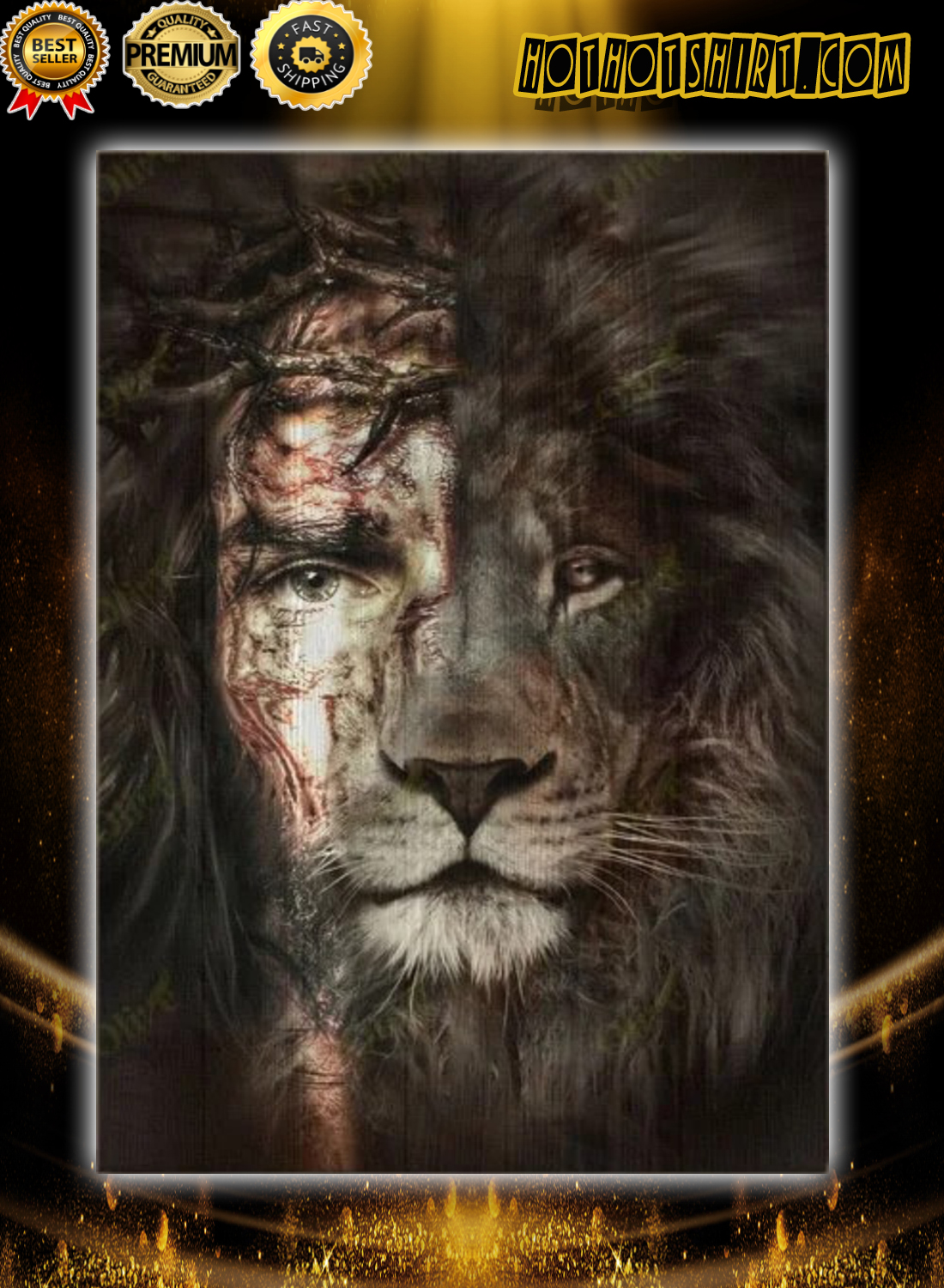 Jesus and lion poster