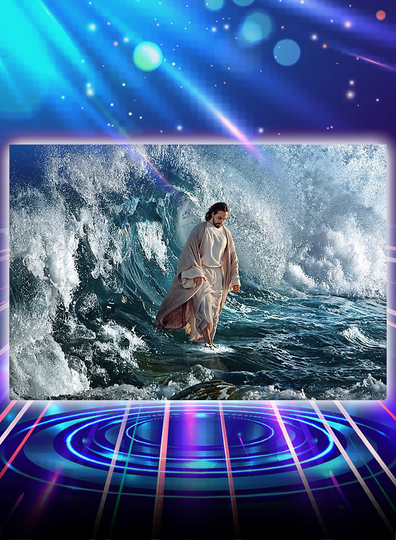 Jesus he walks on water poster - A2