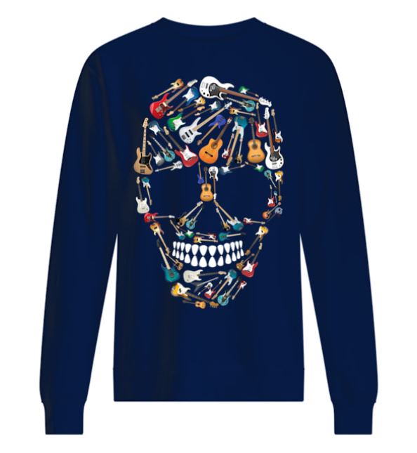 Colorful skull guitars sweater