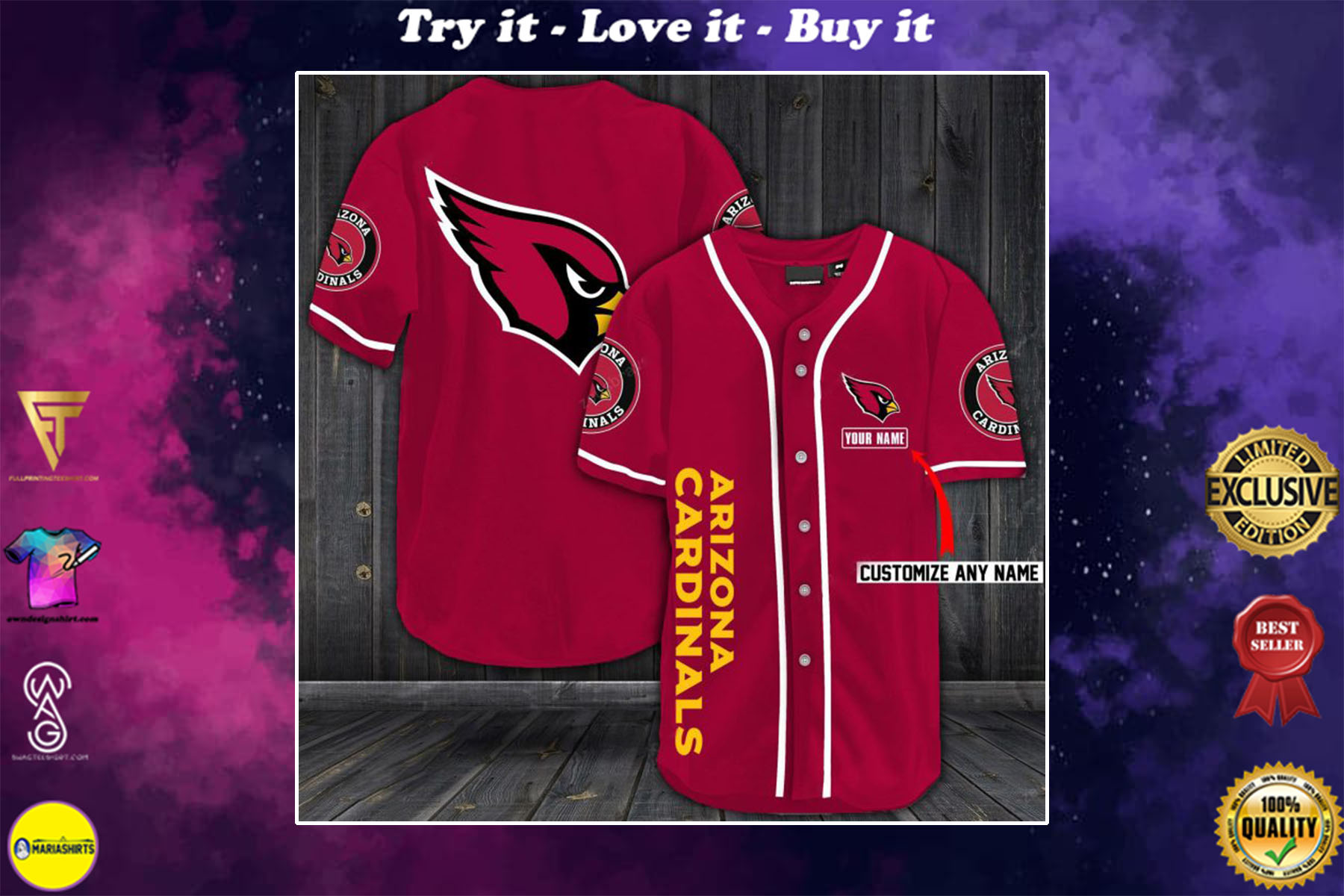 personalized name arizona cardinals baseball shirt – maria