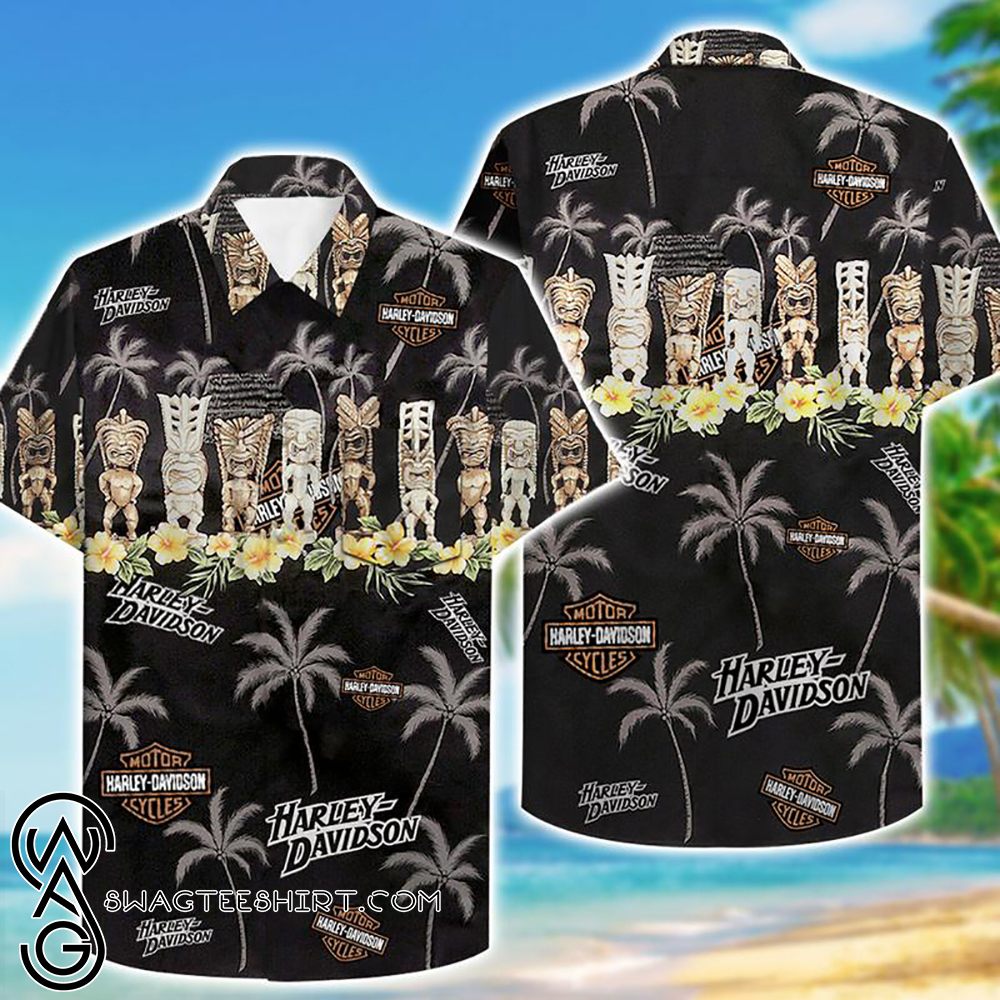 harley-davidson motorcycles tropical pattern hawaiian shirt – maria