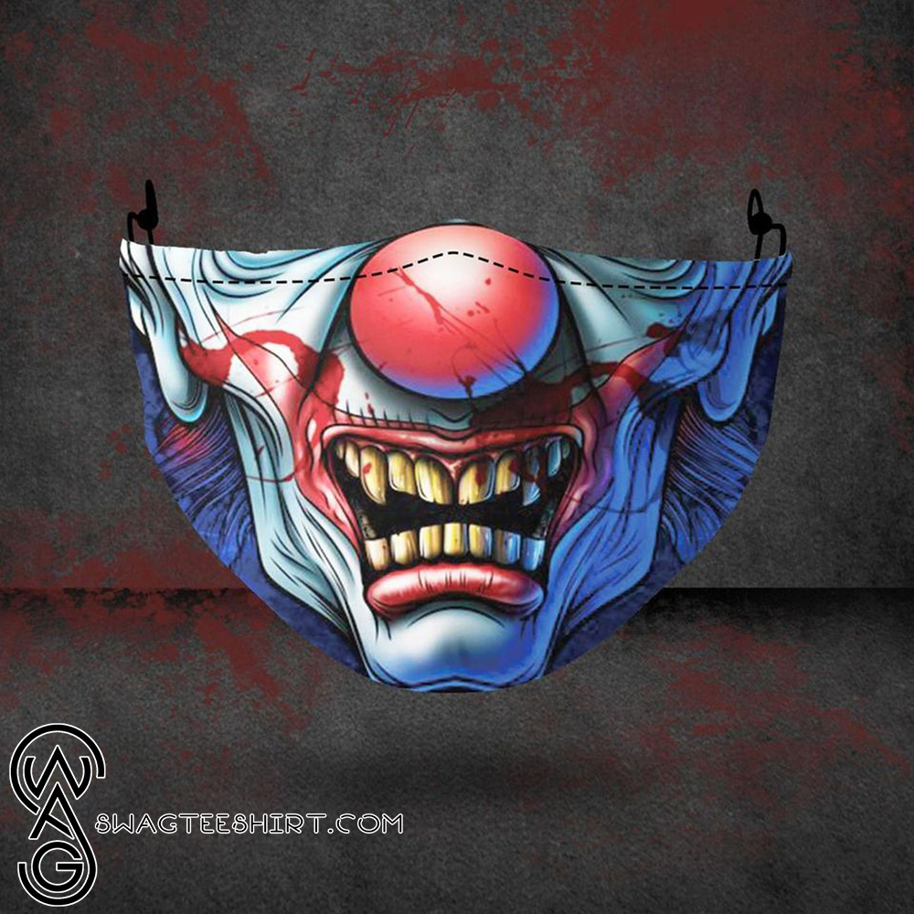 halloween evil clown all over printed face mask – maria
