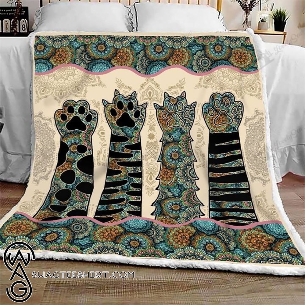 Mandala cat paws full printing blanket - Maria