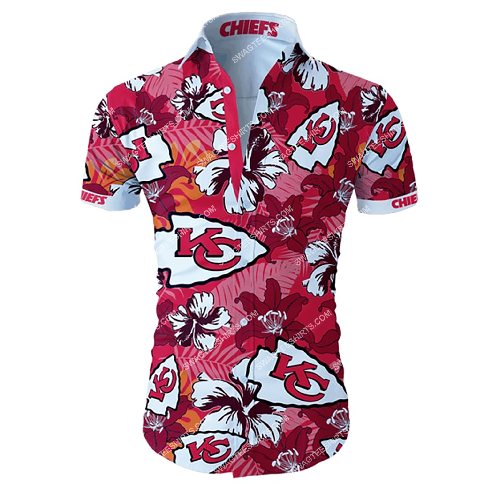tropical flower kansas city chiefs team summer hawaiian shirt 2