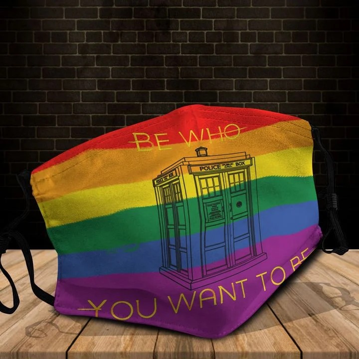 Tardis lgbt be who you want to be face mask 1