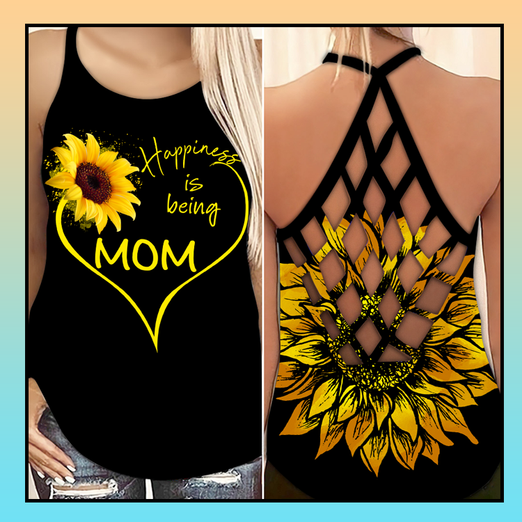 1-Sunflower Happiness Is Being Mom Cross Strappy Tank Top (4)