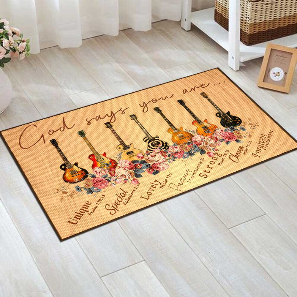 Gibson Les Paul Guitars God Says You Are Unique Doormat 2