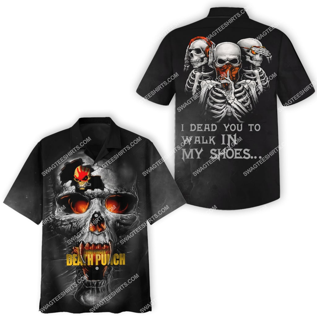 [highest selling] skull fire the death punch rock band hawaiian shirt – maria