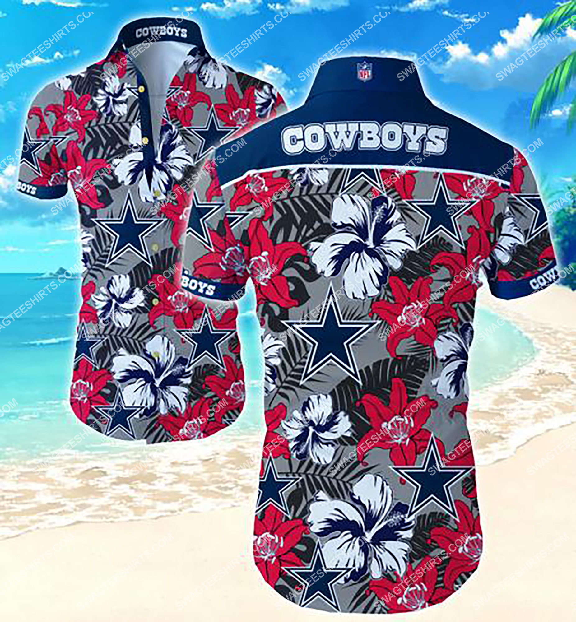 tropical flower dallas cowboys team summer hawaiian shirt 2