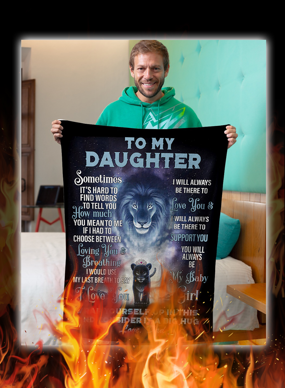 Lion to my daughter love dad blanket 1