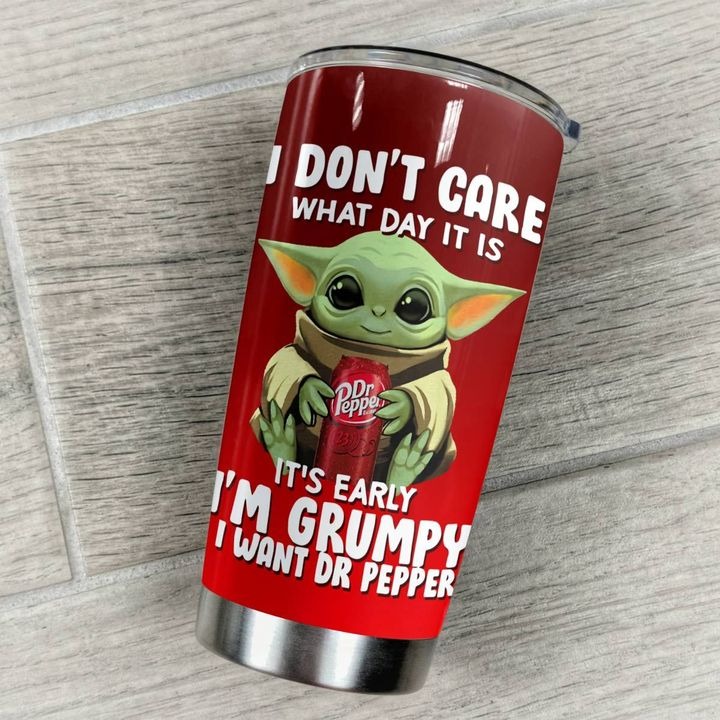 Baby yoda dr pepper i don't care what day it is personalized custom tumbler 2
