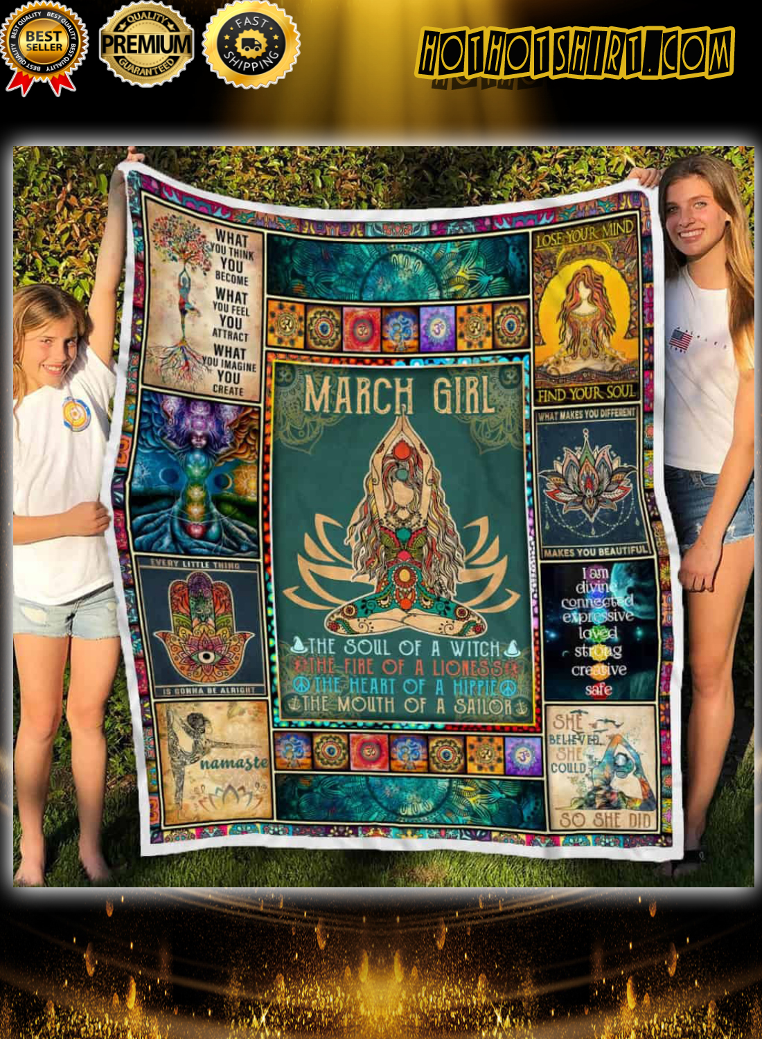 March Girl Yoga Namaste Blanket 1