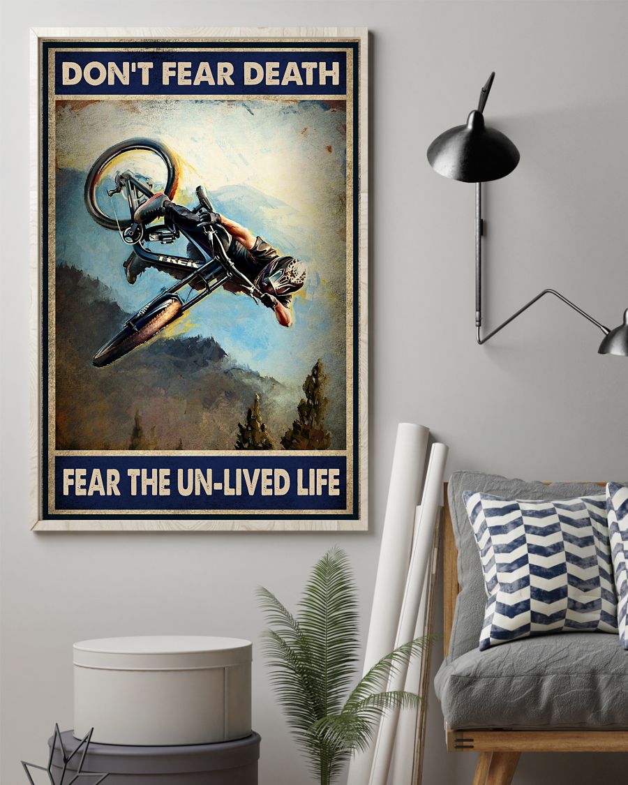 Mountain biking don't fear death fear the unlived life poster 1