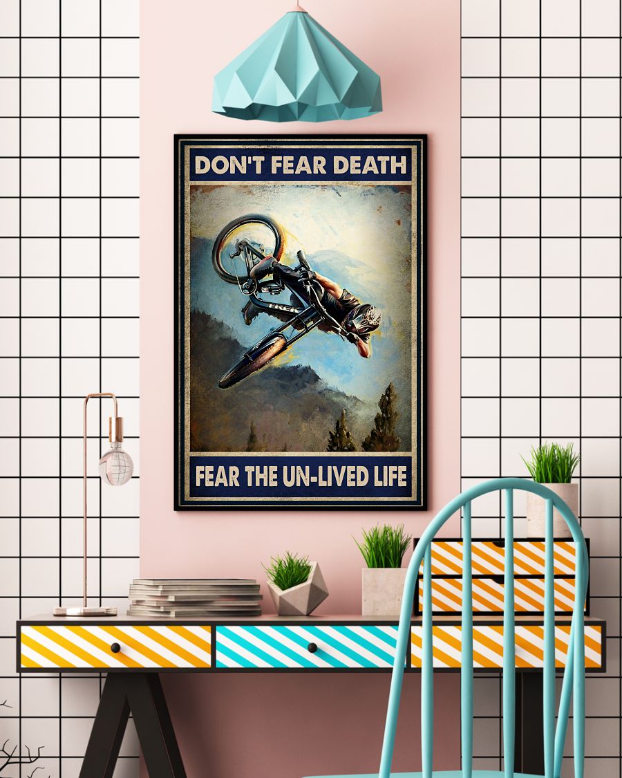 Mountain biking don't fear death fear the unlived life poster 3