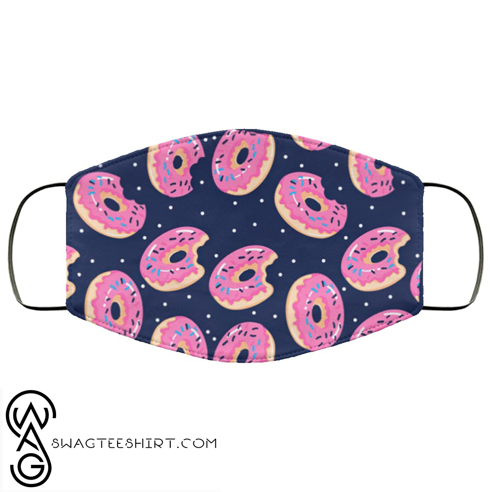 Pink donut all over printed face mask