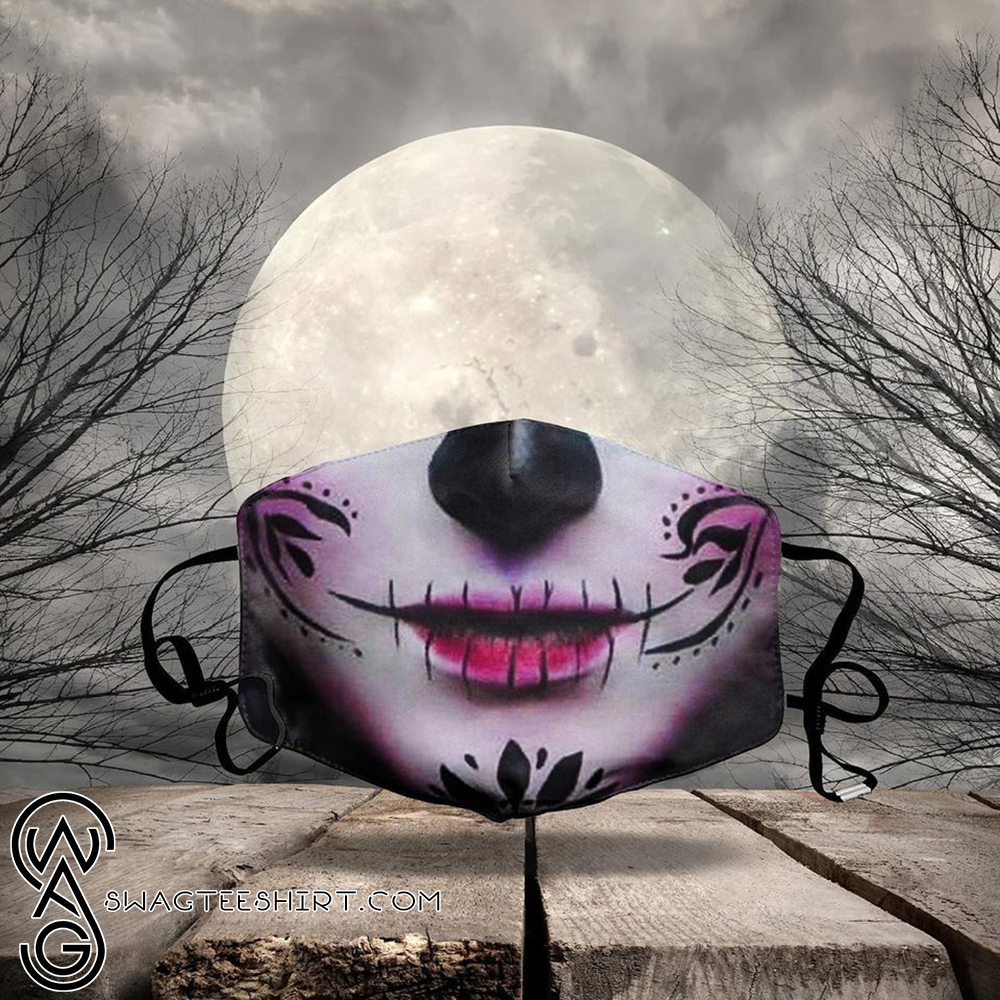 halloween sugar skull all over printed face mask – maria