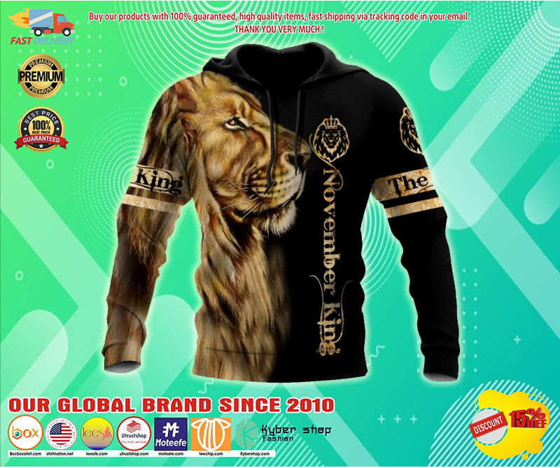 Lion november king 3d hoodie