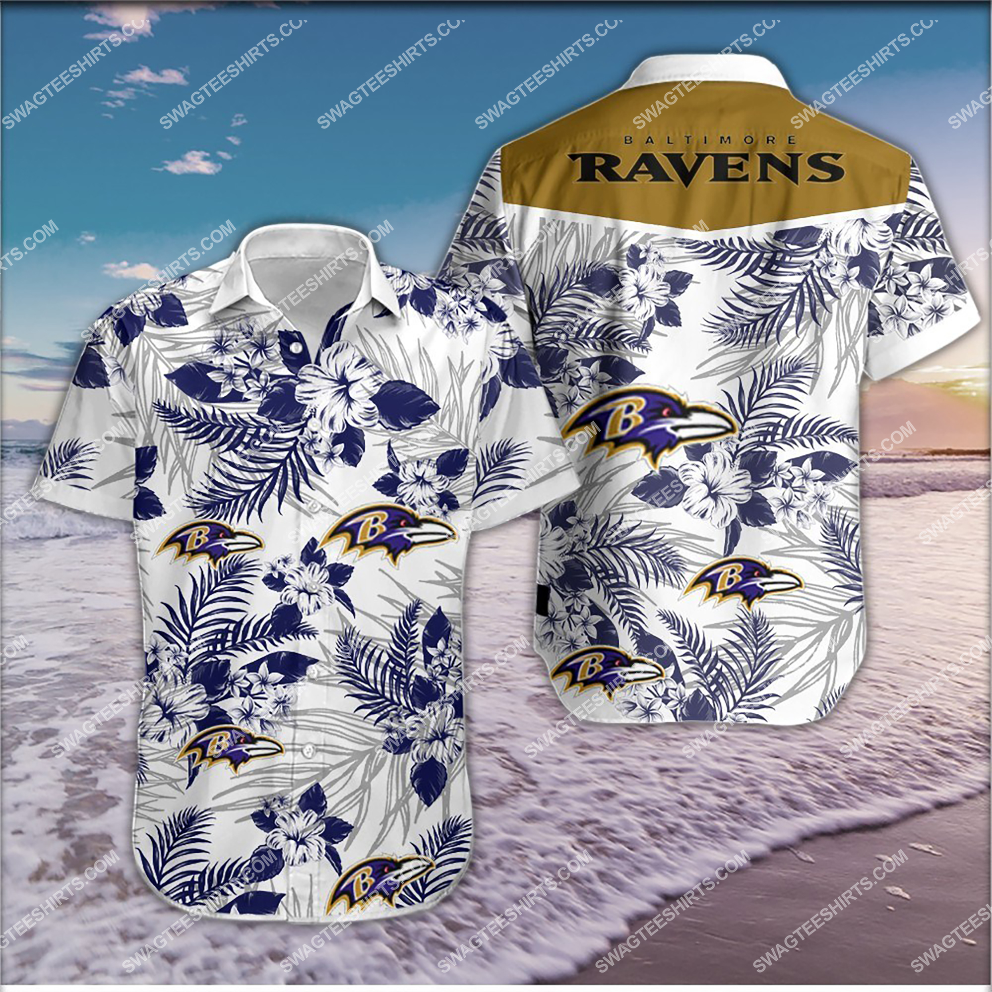 tropical flower baltimore ravens team summer hawaiian shirt 2