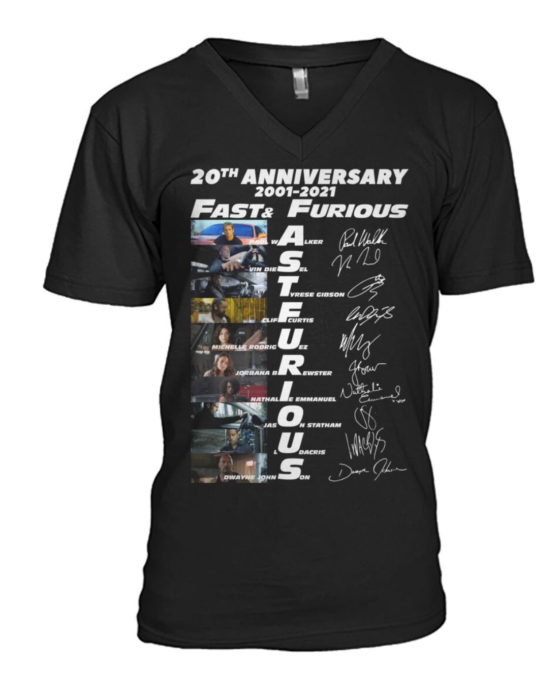 20th anniversary fast and furious v-neck tee