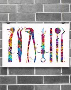 Dentist Tools Watercolor poster 2