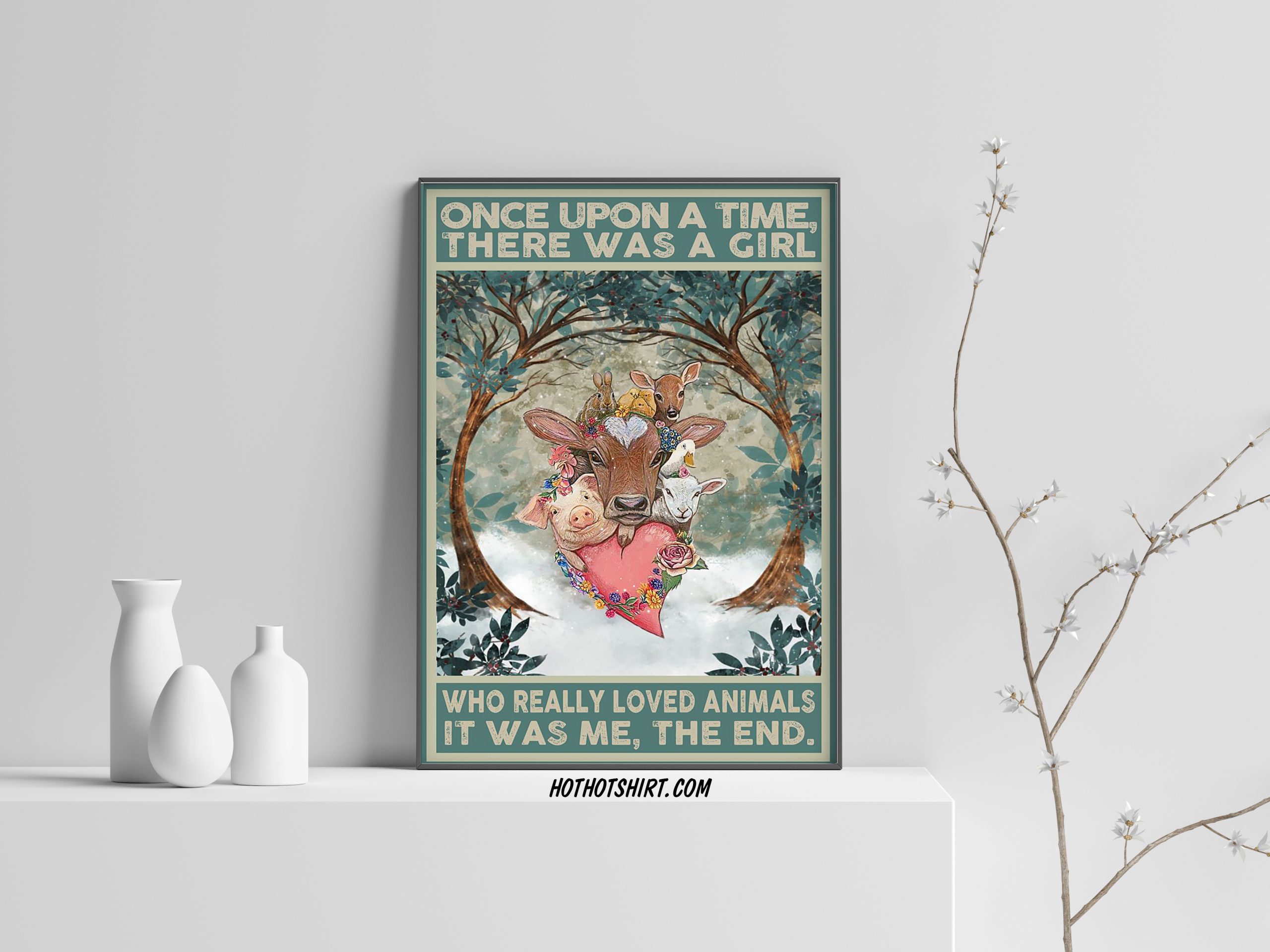 Once upon a time girl loves animals poster