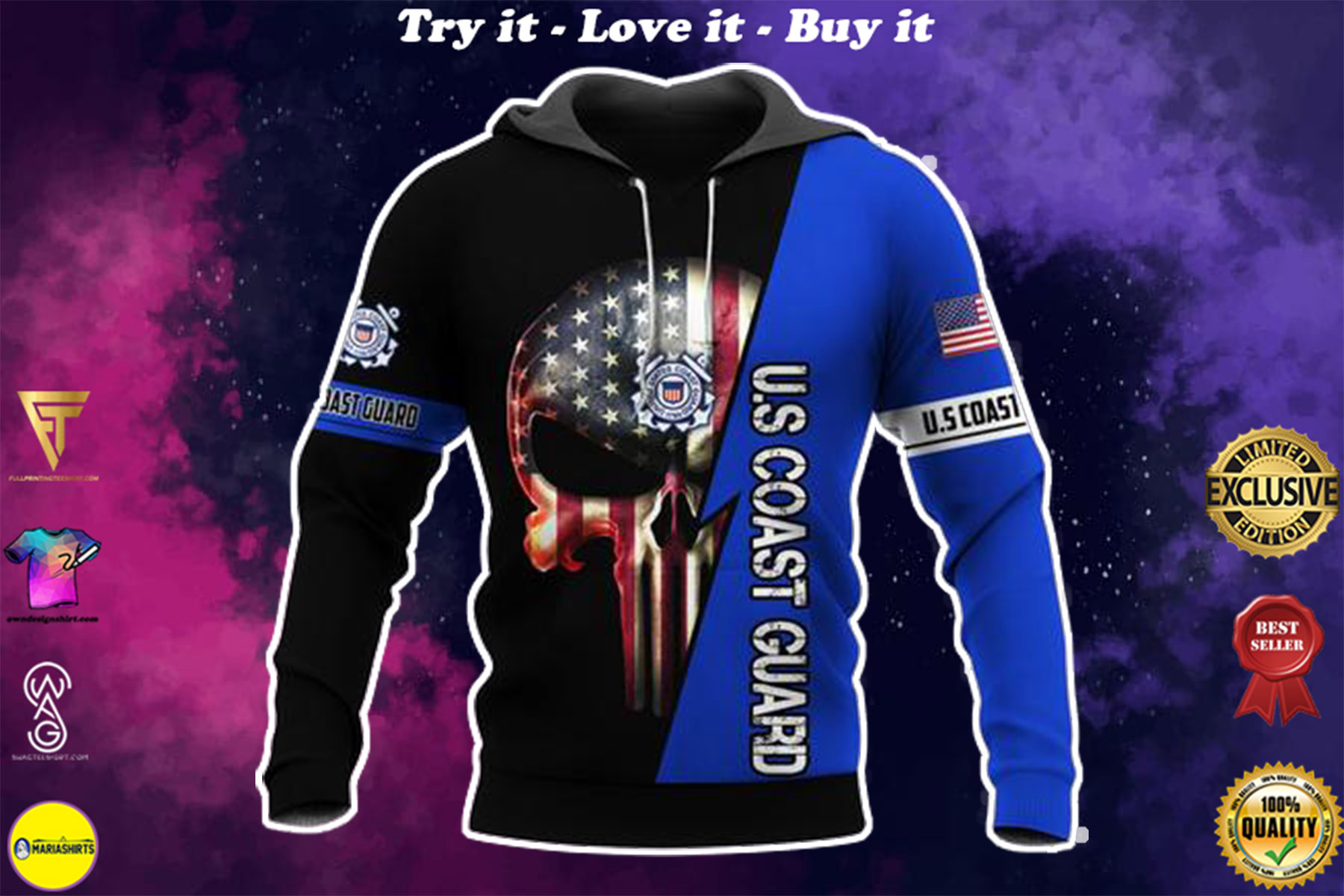 [highest selling] us coast guard blue skull american flag full over printed shirt – maria